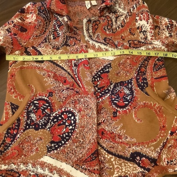 Anthropologie Moth Paisley Knit Jacket Cardigan Boho Open Front XS - Picture 6 of 13